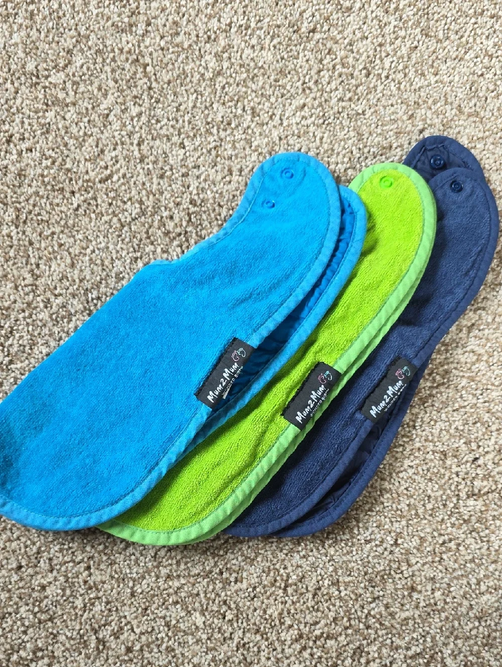 Mum2Mum Wonder Bib Set - Lime Green, Navy, Teal - Teething Bib